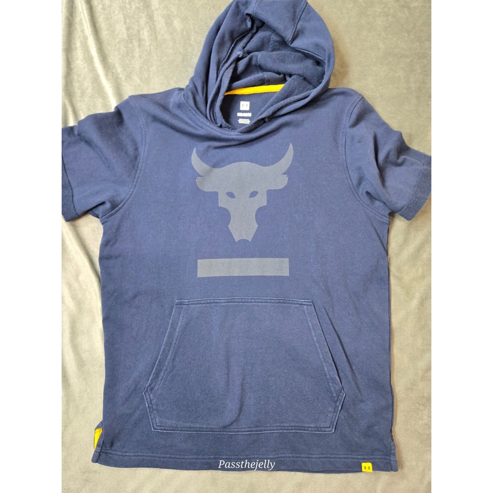 Under Armour Project Rock Hoodie Mens‎ Medium SS BULL Terry Training Summit Blue